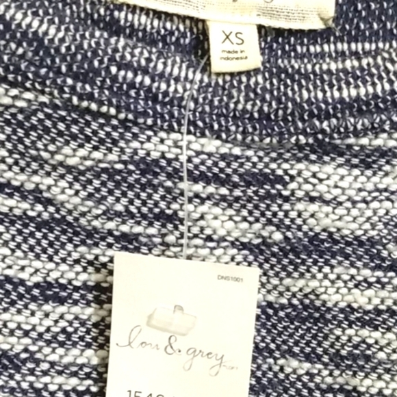 LOU & GRAY NWT NAVY BLUE & WHITE MARLED BLEND TUNIC SWEATER DRESS SIZE XS - Picture 4 of 11